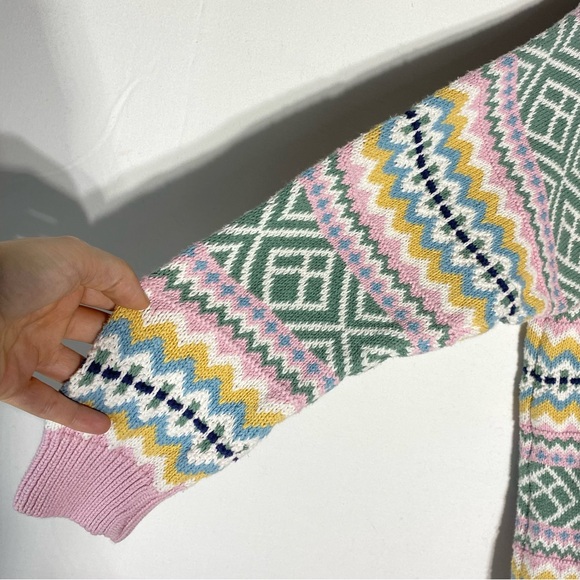 Vintage Cotton Ginny Striped Pastel Cotton Knit Crew Neck Sweater S - Picture 10 of 15